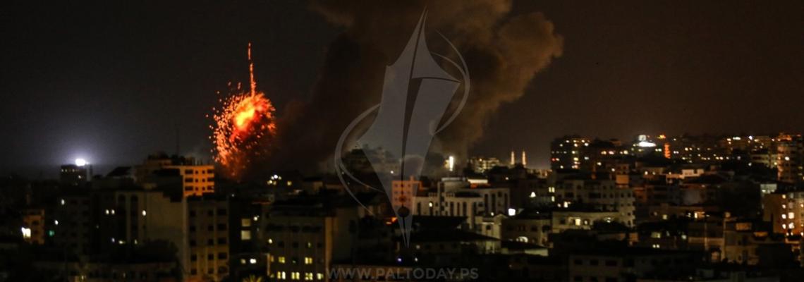  القصف الصهيونى المتواصل على مدينة غزة