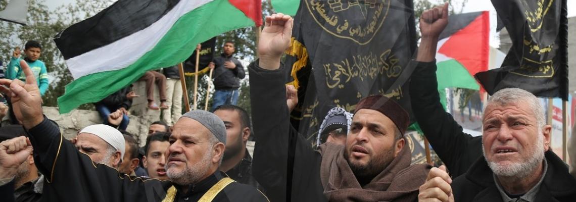 غزة: جماهير حاشدة في مسيرة للجهاد الاسلامي في جمعة الغضب السابعة رفضاً لقرار ترامب