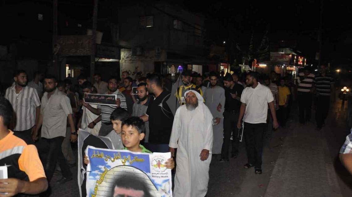 بالصور:الجهاد غرب خانيونس تنظم وقفه ابتهاجا بنصر خضر عدنان