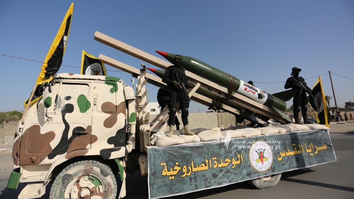 بالصور :الوحدة الصاروخية التابع لسرايا القدس خلال مهرجان الانتصار سيف القدس، اقترب الوعد