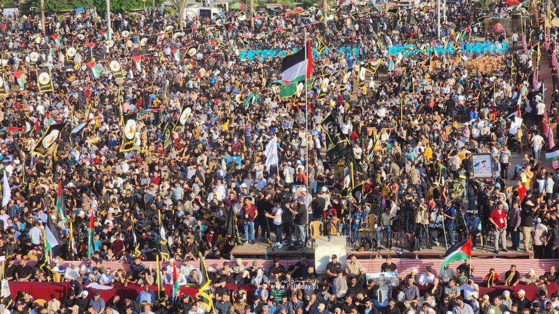 جماهير قطاع غزة الغفيرة تشارك في انطلاقة حركة الجهاد الإٍسلامي الـ 35