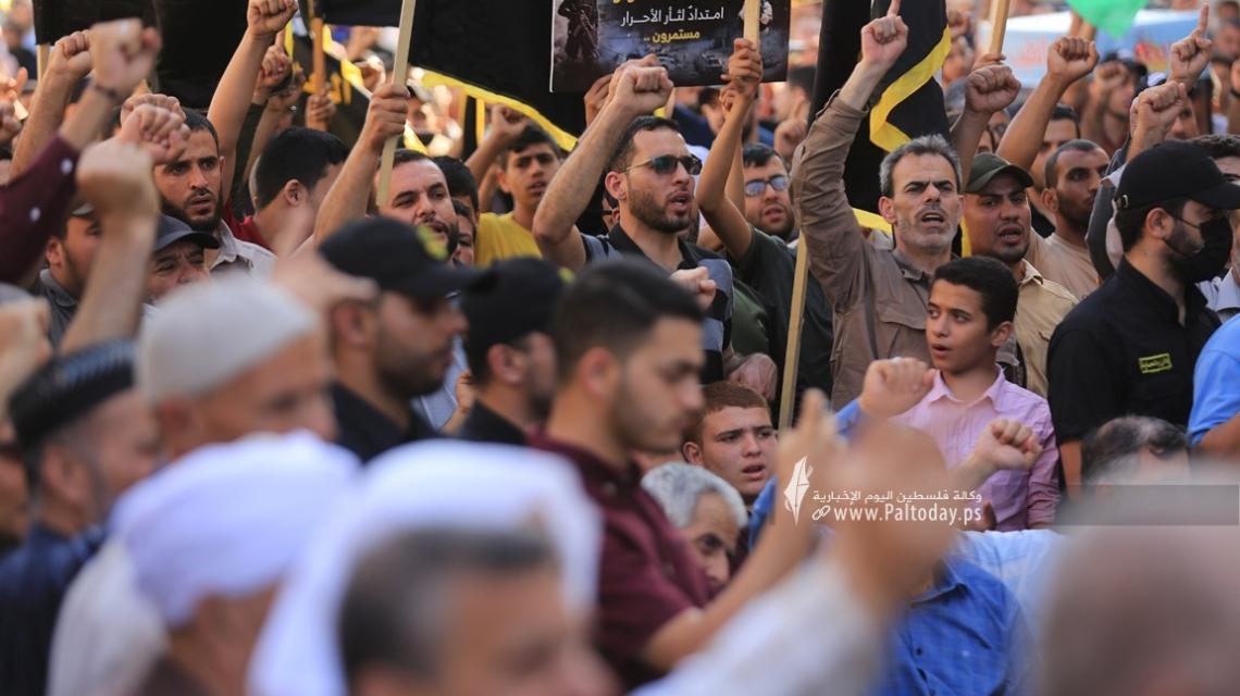 بالصور: مسيرة حاشدة لحركة الجهاد الاسلامي في غزة نصرة لجنين