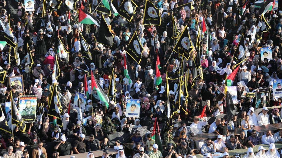 جماهير فلسطينية حاشدة تشارك في الانطلاقة الـ 36 لحركة الجهاد الإسلامي