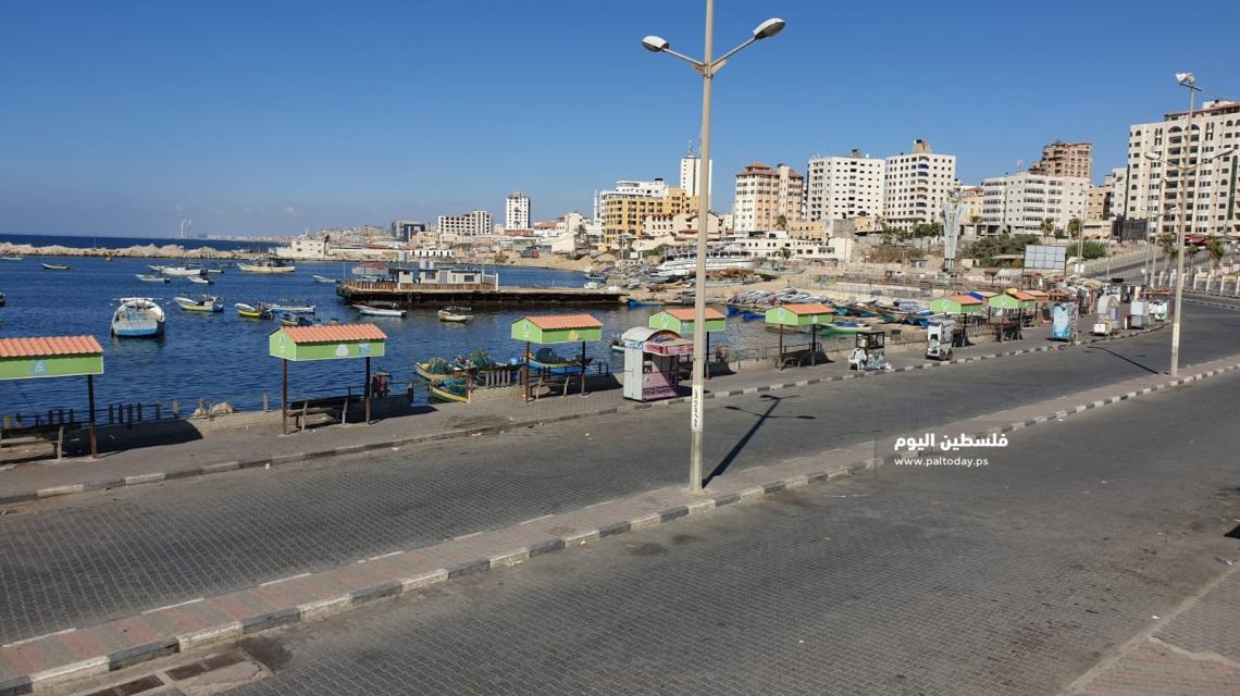 ميناء وبحر غزة في اليوم الثالث للحجر الصحي المفروض على القطاع