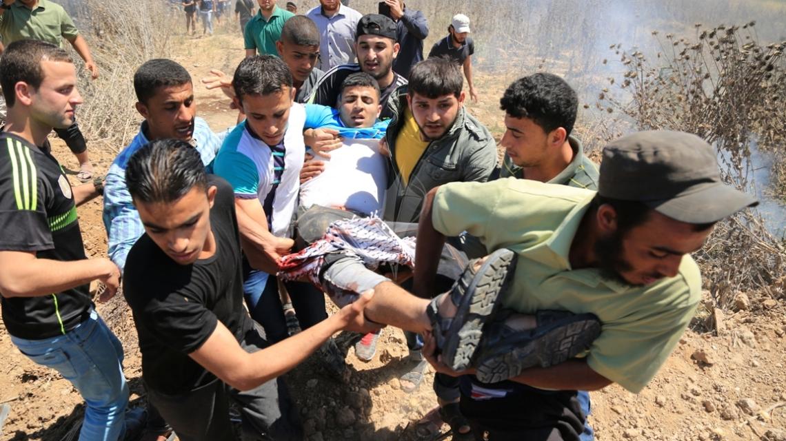 بالصور:إصابات بقمع الاحتلال مسيرة شرق غزة في ذكرى النكبة