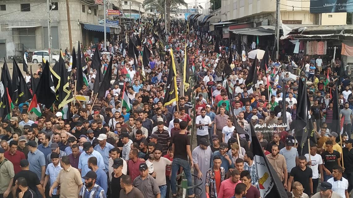 حشود كبيرة من أبناء الجهاد الإسلامي تشارك في الذكرى الـ32 للانطلاقة الجهادية
