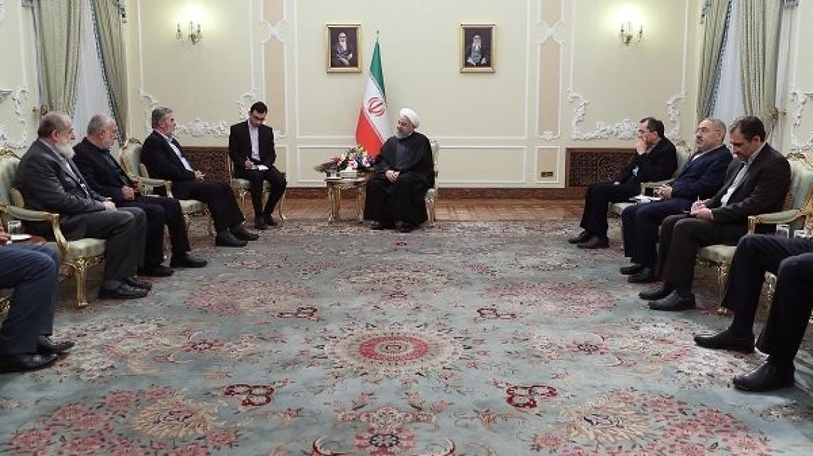 وفد الجهاد الاسلامي برئاسة الامين العام للحركة الاستاذ زياد النخالة يلتقى الرئيس الايرانى الشيخ حسن روحانى