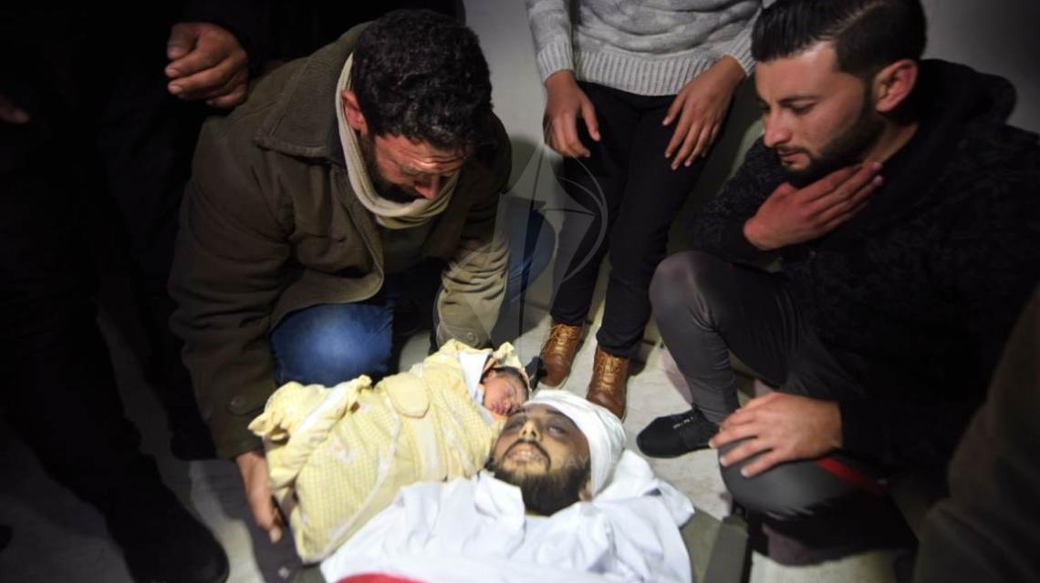 من وداع الشهيد بسام صافي من مدينة خانيونس
