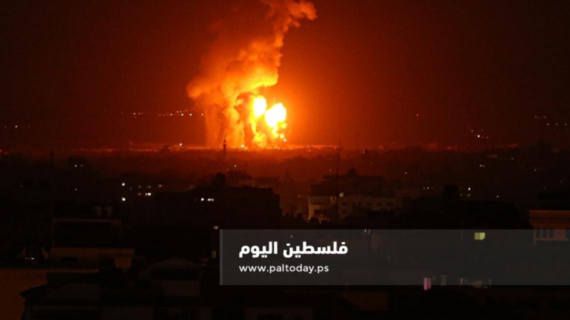 لحظة قصف الاحتلال مواقع للمقاومة فى قطاع غزة