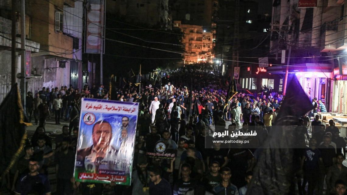 غزة مسيرة حاشدة للجهاد الإسلامي دعماً للأسرى المضربين