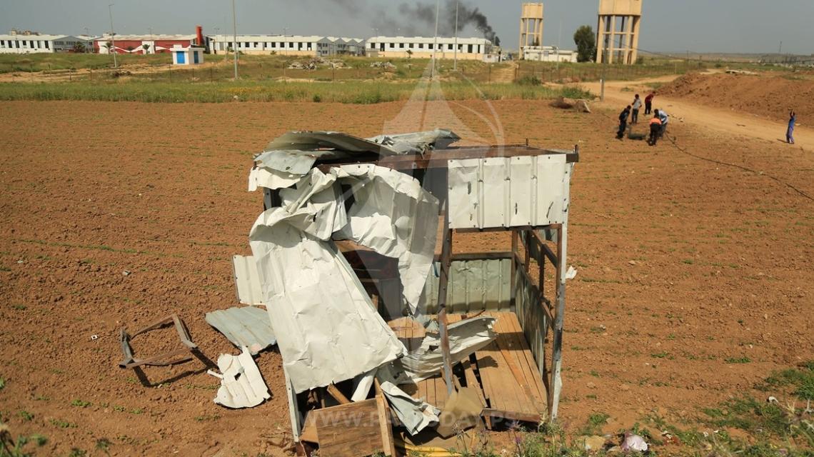 جانب من استهداف المدفعية الإسرائيلية لنقطة امنية للمقاومة شرق غزة
