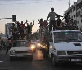 فرحة الشارع في غزة بوقف النار