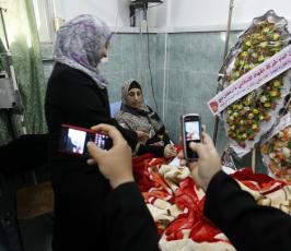 هنية بزيارة لهناء شلبى واستقبال جماهيرى حاشد لها بغزة