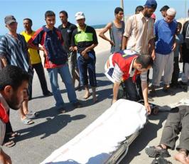 بالصور ... حادث سير بين دراجتين هوائيتين في خانيونس