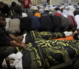 بالصورة قيادات الجهاد الاسلامي تشارك في تشييع ثلاثة شهداء من سرايا القدس