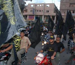 بالصور::  أبناء الجهاد الاسلامى ينظمون مسيرة دراجات نارية في ذكرى الشقاقي