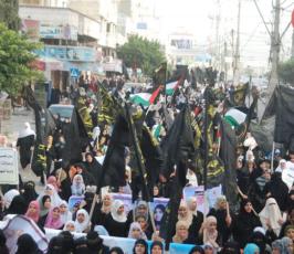 تقرير مصور:: مسيرة نسائية لحركة الجهاد نصرة للقدس بمدينة غزة