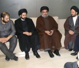 بالصور : السيد حسن نصر الله في وداع العلامة محمد حسين فضل الله