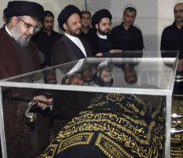 بالصور : السيد حسن نصر الله في وداع العلامة محمد حسين فضل الله