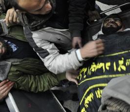 شاهد بالصور: جثامين الشهداء بمستشفى الاقصى بالمنطقة الوسطى