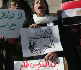 بالصور : تظاهرات في مدينة القدس المحتلة للشعبين التونسي والمصري