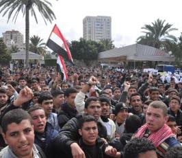 بالصور: غزة تخرج بمظاهرات لتبارك نجاح ثورة الشعب المصرى 