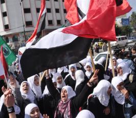 بالصور: غزة تخرج بمظاهرات لتبارك نجاح ثورة الشعب المصرى 