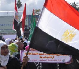بالصور: غزة تخرج بمظاهرات لتبارك نجاح ثورة الشعب المصرى 