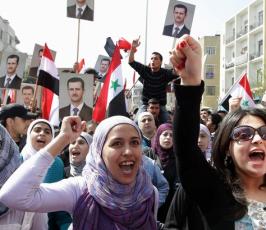 بالصور:مسيرة مليونية فى العاصمة دمشق تأييداً للرئيس الأسد