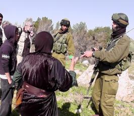 بالصور:: مسنة فلسطينية تتحدى قوات الاحتلال بزراعة أرضها