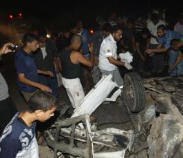 بالصور: شهيد من سرايا القدس إثر قصف صهيونى غادر لسيارته وسط قطاع غزة