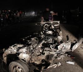 بالصور: شهيد من سرايا القدس إثر قصف صهيونى غادر لسيارته وسط قطاع غزة