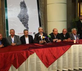 صور من المؤتمر الصحفي للفصائل الفلسطينية بعد انتهاء اعمال مؤتمر دعم الإنتفاضة الفلسطينية
