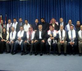 بالصور: هنية يستقبل وفد إردنى بمجلس الوزراء بغزة