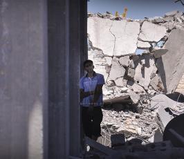 صور الدمار الذي لحق بحي الشعف شرق مدينة غزة