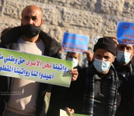 اعتصام للأسرى المقطوعة رواتبهم للمطالبة بإعادة صرف رواتبهم أمام الصليب بغزة (12)