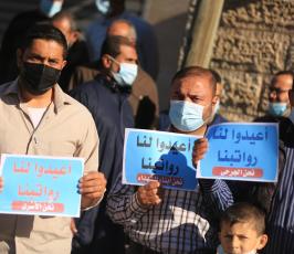 اعتصام للأسرى المقطوعة رواتبهم للمطالبة بإعادة صرف رواتبهم أمام الصليب بغزة (6)