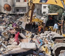 دمار المنازل جراء قصف الاحتلال الاسرائيلي على منازل المدنيين بغزة