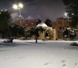 ثلوج تزين قبة الصخرة والمسجد الأقصى المبارك (8)