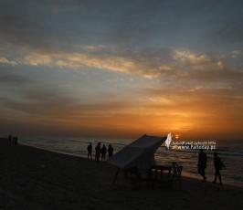 بحر غزة  طقس فلسطين غروب (13)