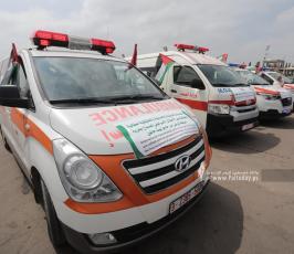 سيارات الإسعاف في غزة باتجاه بيت حانون للمطالبة بحقوق المرضى في العلاج (2)