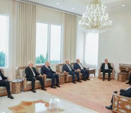 القائد زياد النخالة على رأس وفد الفصائل الفلسطينية التي التقت بالرئيس السوري د. بشار الأسد في دمشق، صباح اليوم (1)