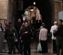 القدس المحتلة - الاحتلال و مستوطنوه يعتدون على المرابطين في باب السلسلة (6)