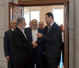 القائد زياد النخالة على رأس وفد الفصائل الفلسطينية التي التقت بالرئيس السوري د. بشار الأسد في دمشق، صباح اليوم (5)