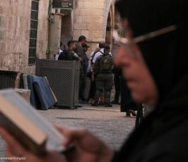 القدس المحتلة - الاحتلال و مستوطنوه يعتدون على المرابطين في باب السلسلة (8)