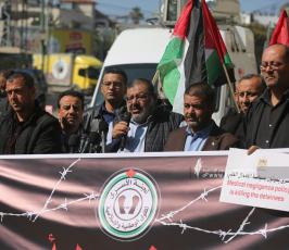 مؤتمر صحفي للقوى الوطنية بغزة بالتزامن مع رام الله بشأن اضراب الأسرى (10)