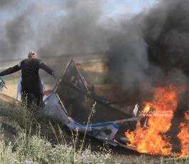 الاحتلال يقمع مسيرة العلم الفلسطيني شرق مدينة غزة (23)