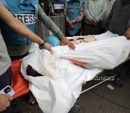  الزميل الصحفي في قناة فلسطين اليوم محمد بعلوشة جراء قصف اسرائيلي استهدف منزله  شمال غزة (11)