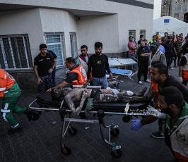 شهداء واصابات لمجمع الشفاء الطبي  مع تواصل القصف الصهيوني على مدينة غزة (4)