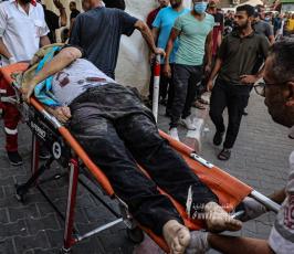شهداء واصابات لمجمع الشفاء الطبي  مع تواصل القصف الصهيوني على مدينة غزة (11)